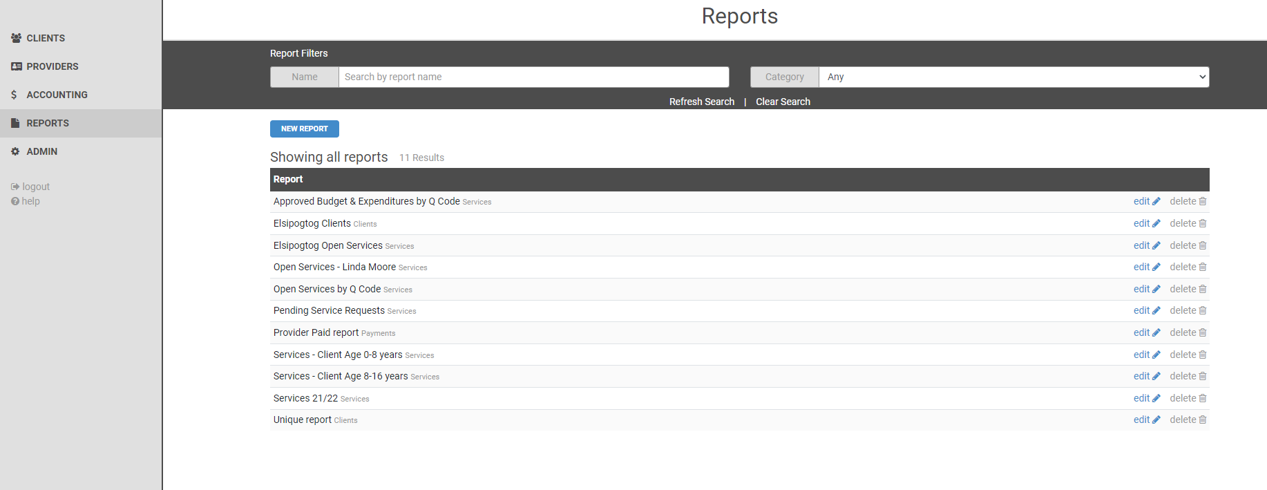 Custom Report Lists within the JPCM Report Module - Click to zoom in 